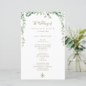 Élégant programme de mariage eucalyptus vert (Debout devant)
