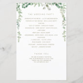 Élégant programme de mariage eucalyptus vert (Dos)