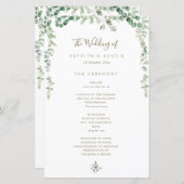 Élégant programme de mariage eucalyptus vert (Devant / Derrière)