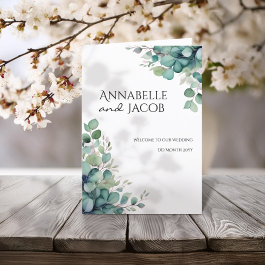 Élégant programme de mariage Feuille d'aquarelle