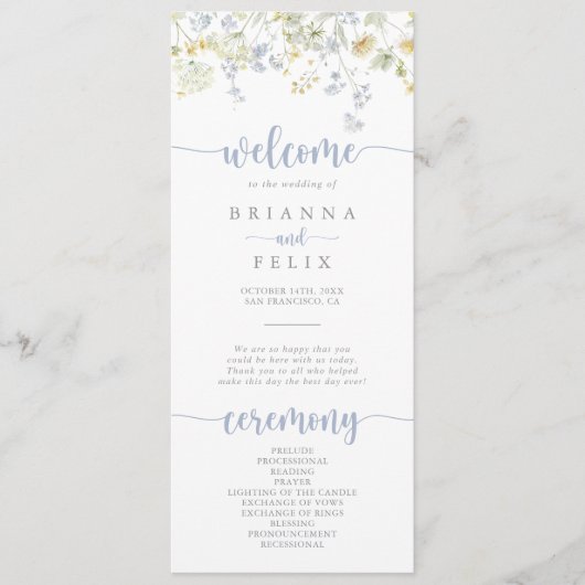 Élégant programme de mariage Fleur sauvage coloré (Devant)