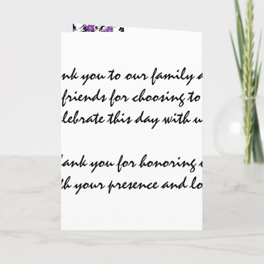 Élégant programme de mariage Fleurs japonaises vio (Dos)