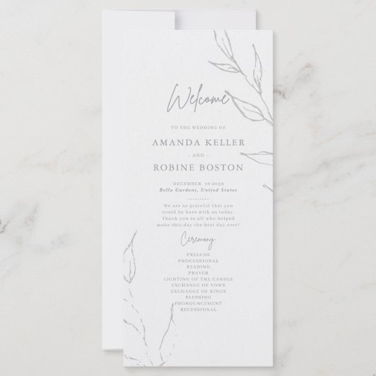 Élégant programme de mariage floral (Devant)