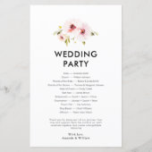 Élégant programme de mariage floral (Dos)