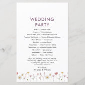 Élégant programme de mariage floral (Dos)