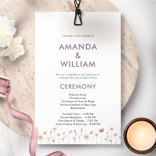 Élégant programme de mariage floral