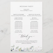 Élégant programme de mariage floral blanc et bleu (Dos)