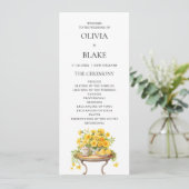 Élégant programme de mariage floral blanc et jaune (Debout devant)