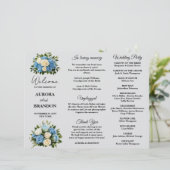 Élégant programme de mariage floral bleu et blanc (Debout devant)