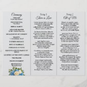 Élégant programme de mariage floral bleu et blanc (Dos)
