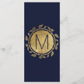 Élégant programme de mariage floral bleu et or de  (Dos)