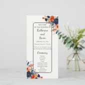 Élégant programme de mariage floral bleu orange de (Debout devant)