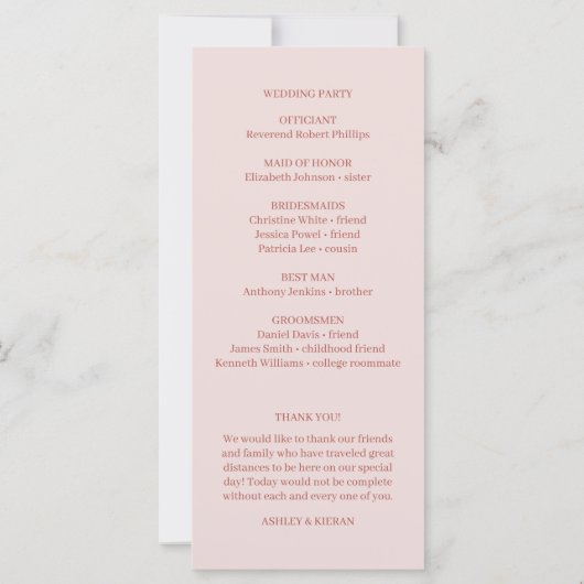 Élégant programme de mariage floral Boho (Dos)