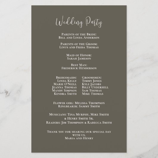 Élégant programme de mariage Floral Botanical (Dos)