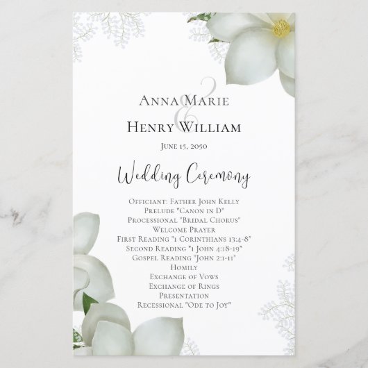 Élégant programme de mariage Floral Botanical (Devant)