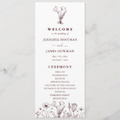 Élégant Programme de Mariage Floral Bourgogne (Devant)
