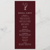 Élégant Programme de Mariage Floral Bourgogne (Dos)