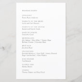 Élégant programme de mariage floral d'aquarelle bl (Dos)
