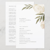 Élégant programme de mariage floral d'aquarelle bl (Devant / Derrière)