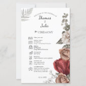 Élégant programme de mariage floral d'aquarelle Bo (Devant)