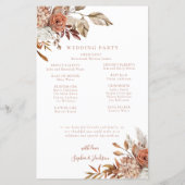 Élégant programme de mariage floral d'automne (Dos)