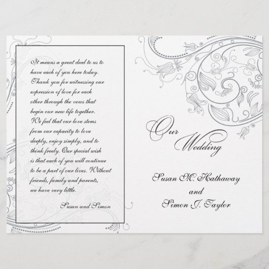 Élégant programme de mariage floral en eau douce (Devant)