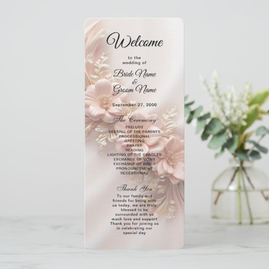 Élégant Programme de Mariage Floral Peach Orange (Debout devant)