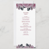 Élégant programme de mariage floral romantique Ros (Dos)