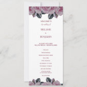 Élégant programme de mariage floral romantique Ros (Devant)