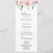 Élégant programme de mariage floral rose (Devant)