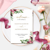 Élégant programme de mariage floral rose de Bourgo