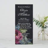 Élégant programme de mariage floral rose foncé noi (Debout devant)