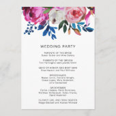 Élégant programme de mariage floral rose moderne (Dos)