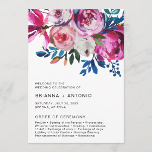 Élégant programme de mariage floral rose moderne