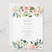 Élégant programme de mariage floral rose rose (Devant)