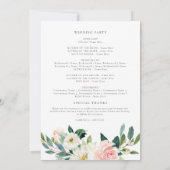 Élégant programme de mariage floral rose rose (Dos)