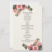 Élégant programme de mariage floral roses et roses (Dos)