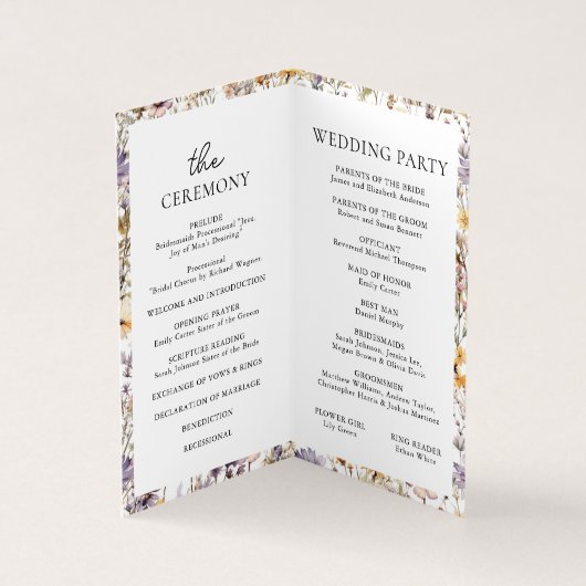 Élégant programme de mariage floral violet clair (Inside)