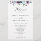 Élégant programme de mariage floral violet et bleu (Devant)