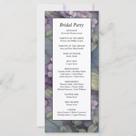 Élégant programme de mariage floraux d'aquarelle v (Dos)