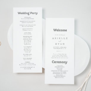 Élégant Programme de Mariage Formel Minimaliste