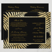 Élégant Programme de Mariage Fougère Feuille d'Or (Devant / Derrière)