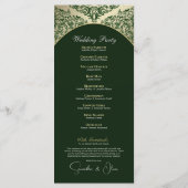 Élégant programme de mariage Green & Gold Monogram (Dos)