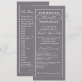 Élégant programme de mariage gris (Devant / Derrière)