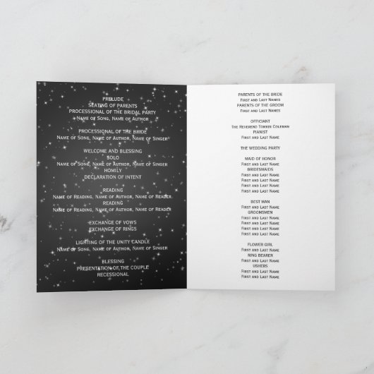 Élégant programme de mariage Hiver Étincelle Noire (Intérieur)