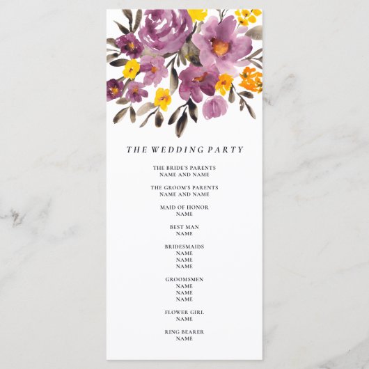 Élégant programme de mariage hivernal violet à fle (Dos)