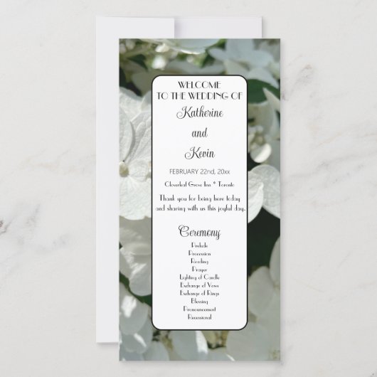 Élégant programme de mariage Hydrangée blanche (Devant)