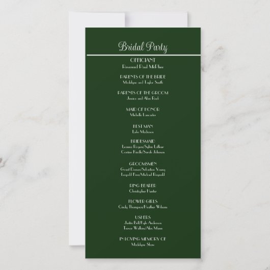 Élégant programme de mariage Hydrangée blanche (Dos)