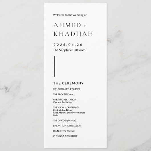 Élégant Programme de Mariage Islamique Moderne Min (Devant)