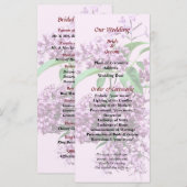 Élégant programme de mariage Lilacs (Devant / Derrière)